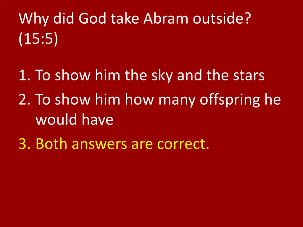 why did god take abram outside 15 5 1