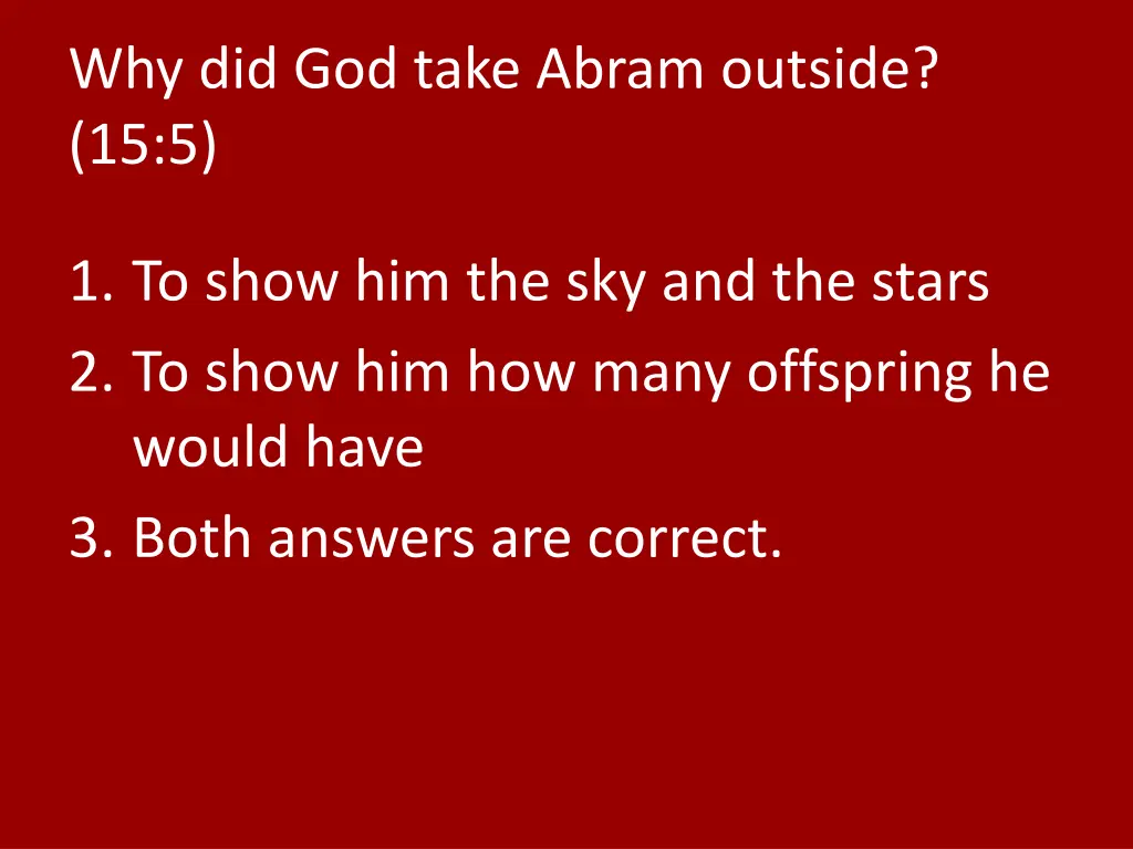 why did god take abram outside 15 5