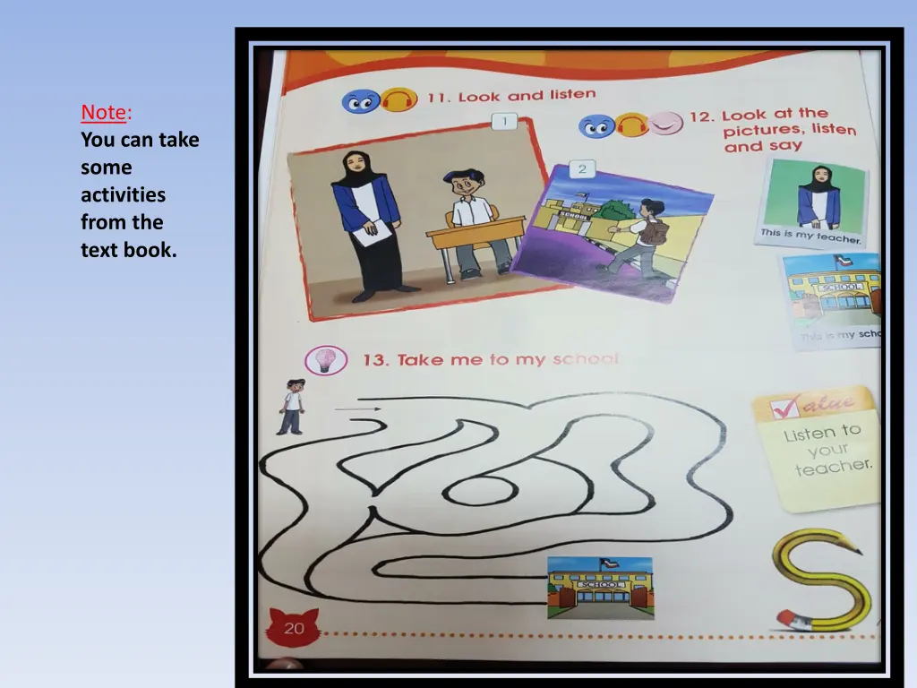 note you can take some activities from the text