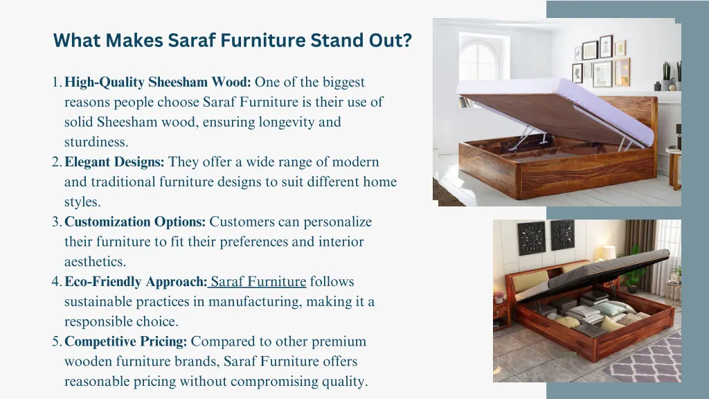 what makes saraf furniture stand out