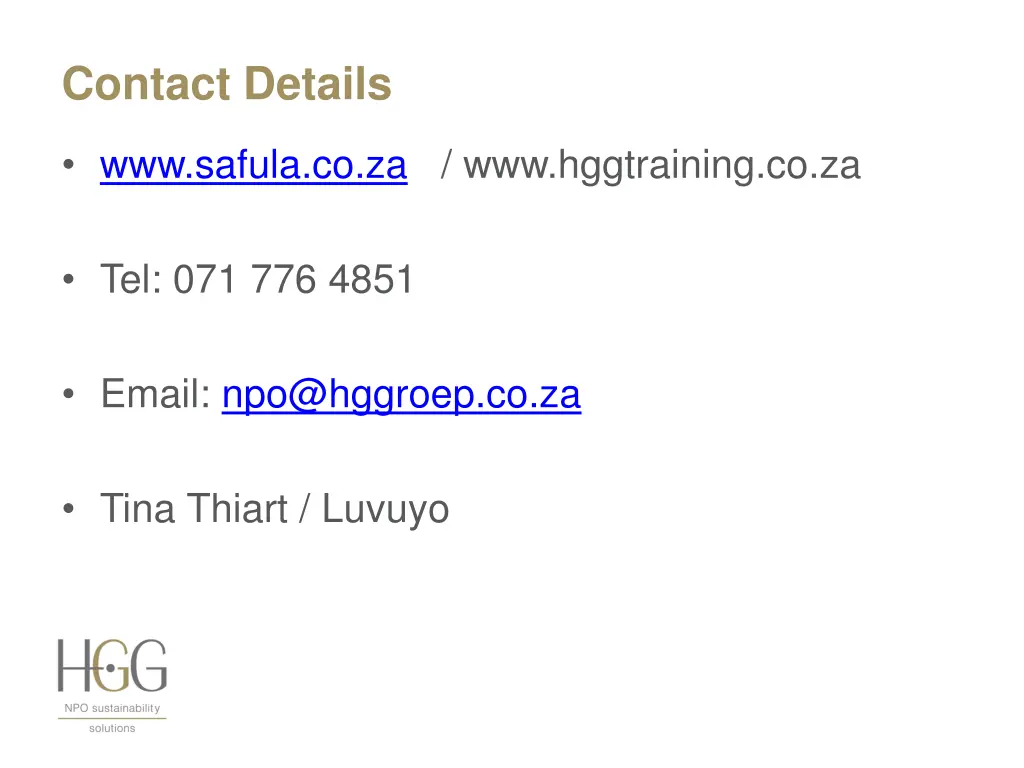 contact details