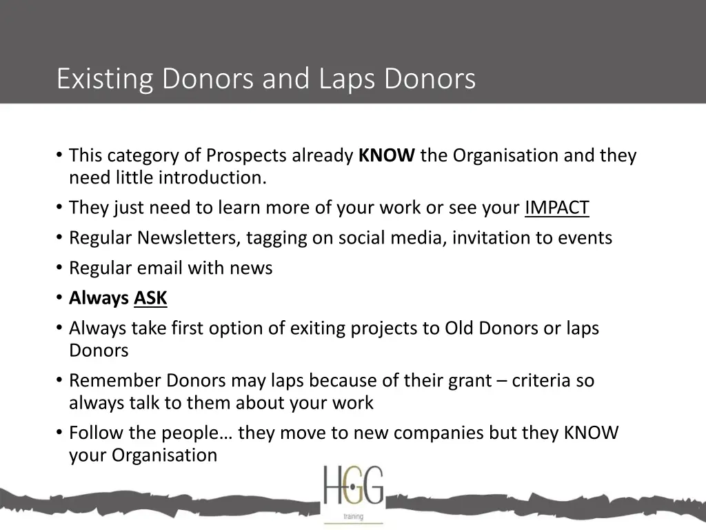 existing donors and laps donors
