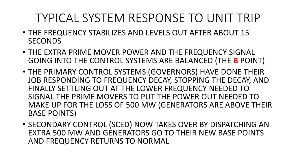 typical system response to unit trip 1