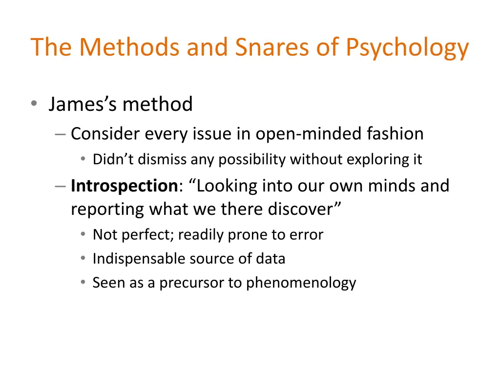 the methods and snares of psychology