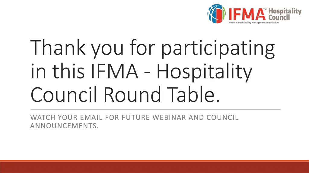 thank you for participating in this ifma