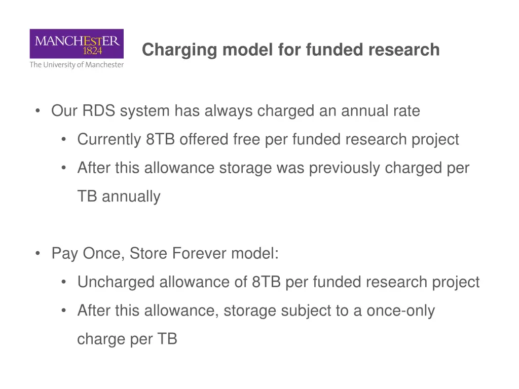 charging model for funded research