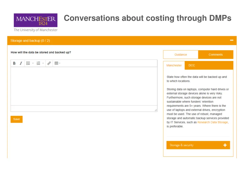 conversations about costing through dmps 1