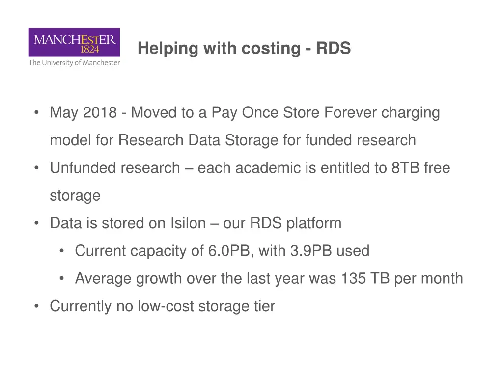 helping with costing rds