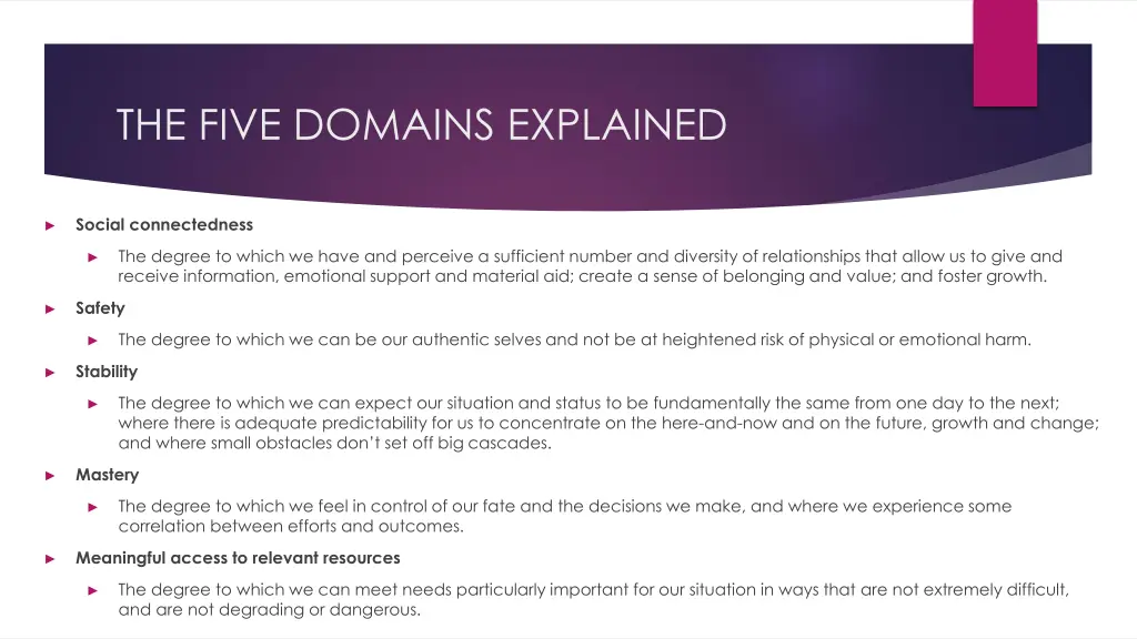 the five domains explained