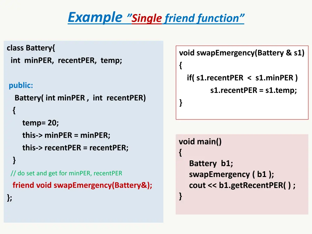 example single friend function