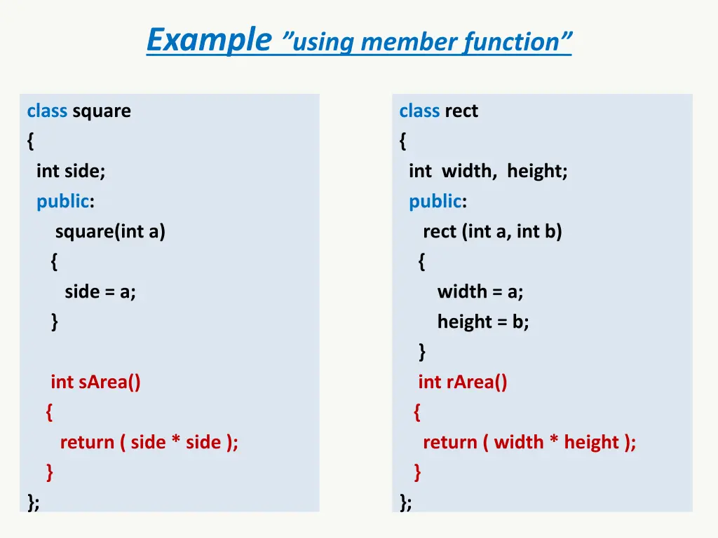 example using member function