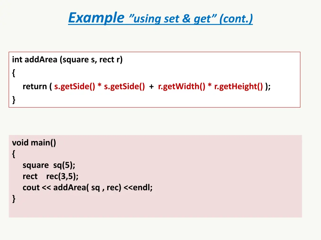 example using set get cont