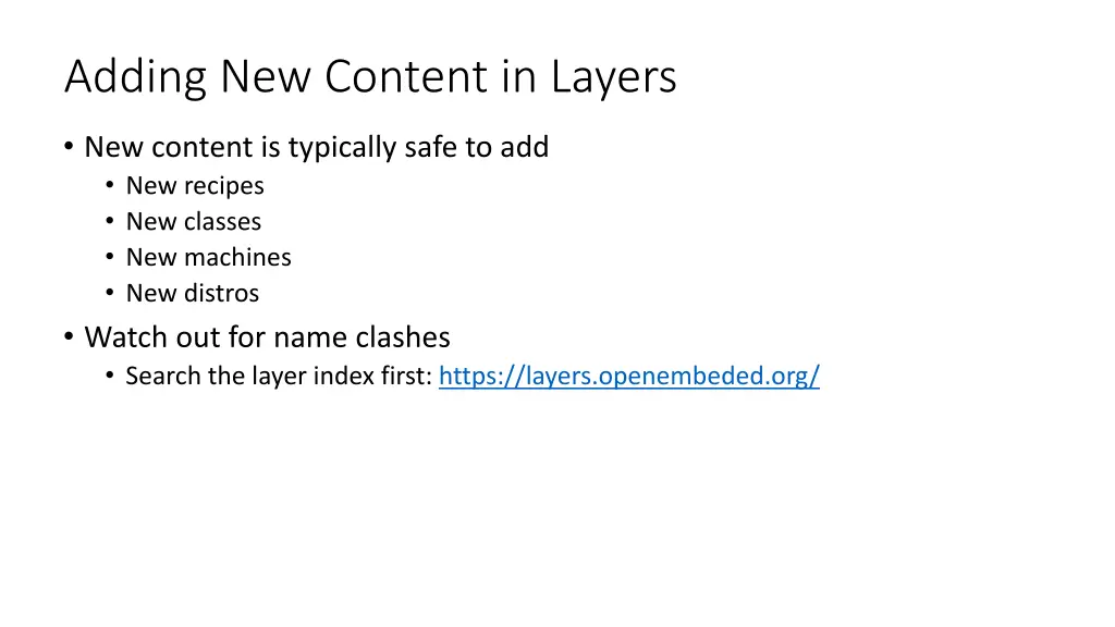 adding new content in layers