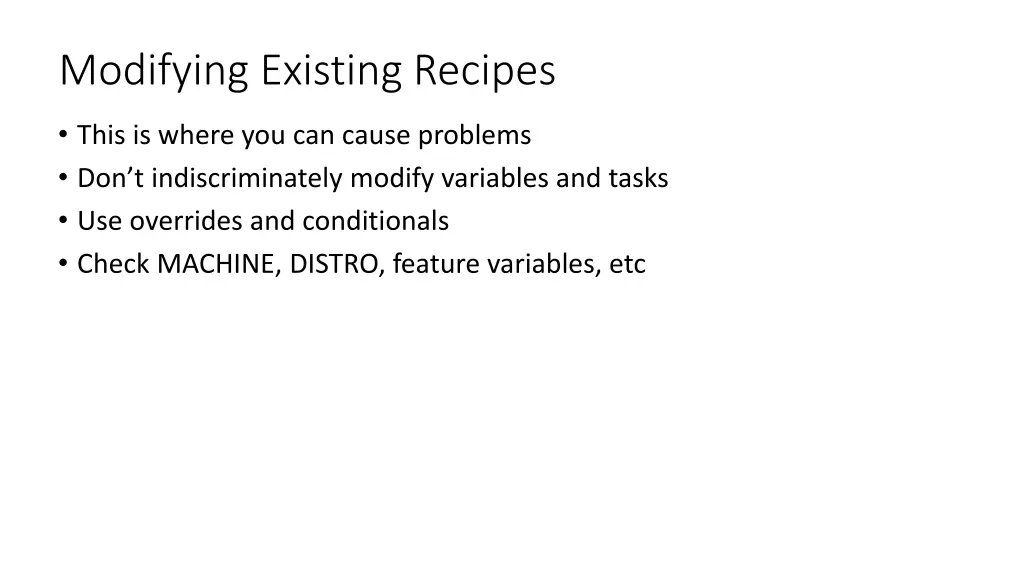 modifying existing recipes