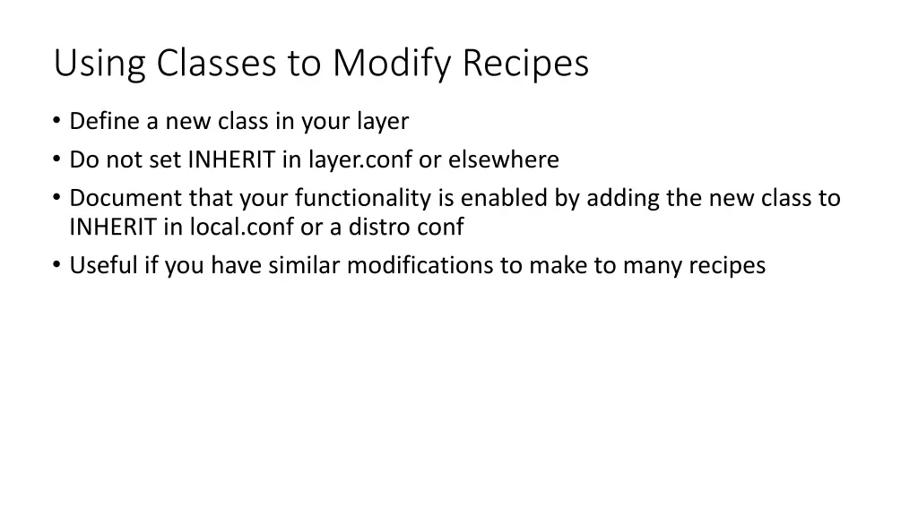 using classes to modify recipes