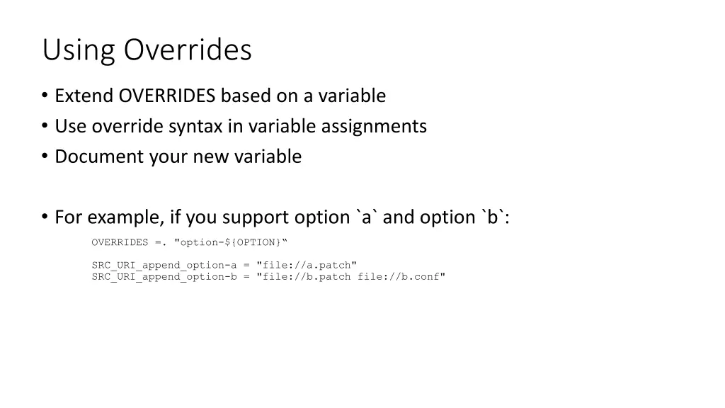 using overrides