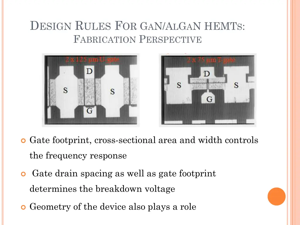 d esign r ules f or g a n a l g a n hemt 1