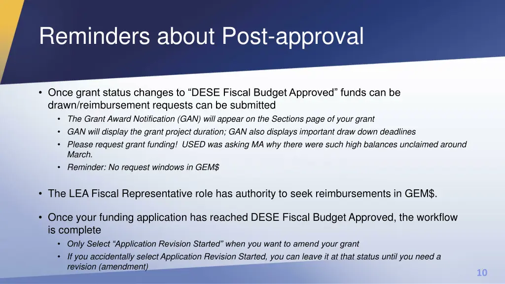 reminders about post approval