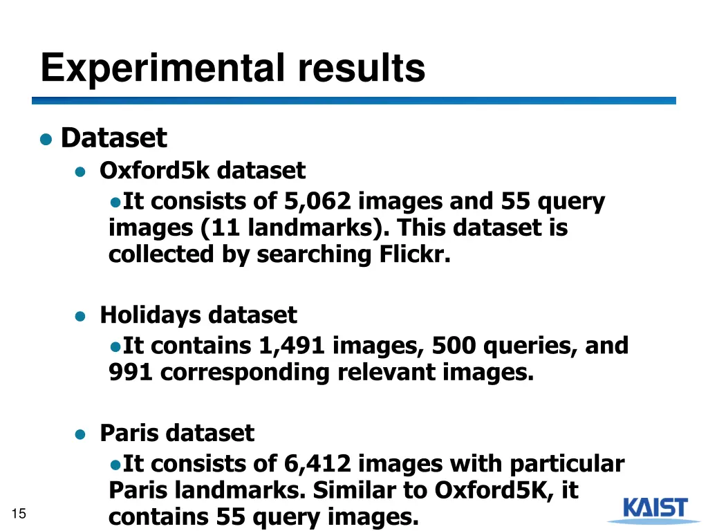 experimental results