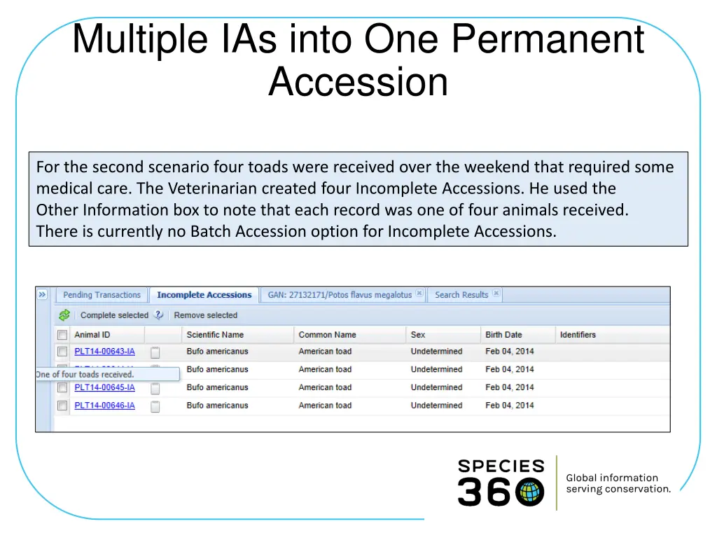 multiple ias into one permanent accession