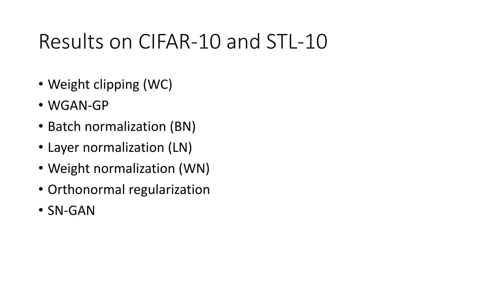 results on cifar 10 and stl 10
