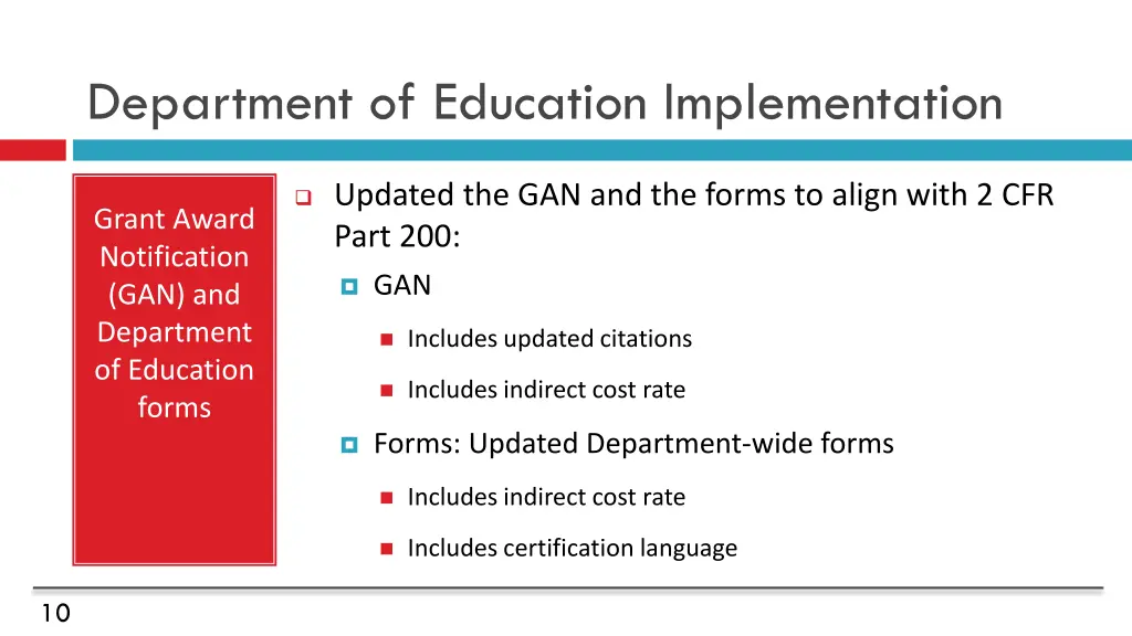 department of education implementation