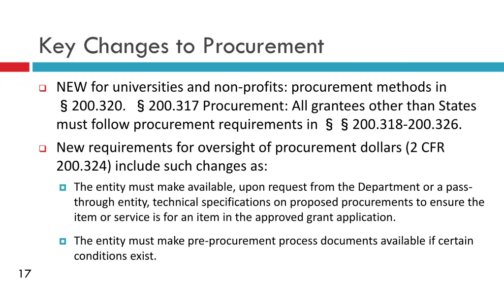 key changes to procurement