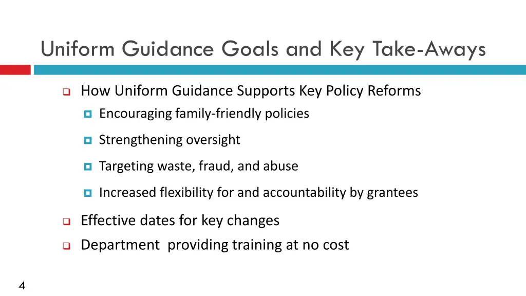 uniform guidance goals and key take aways 1