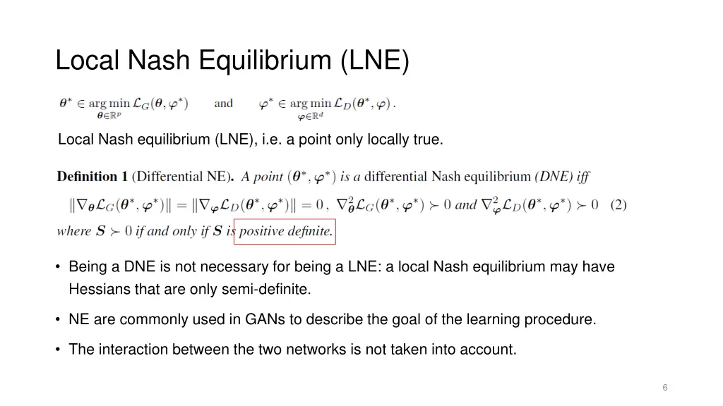 local nash equilibrium lne