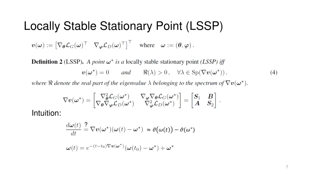 locally stable stationary point lssp