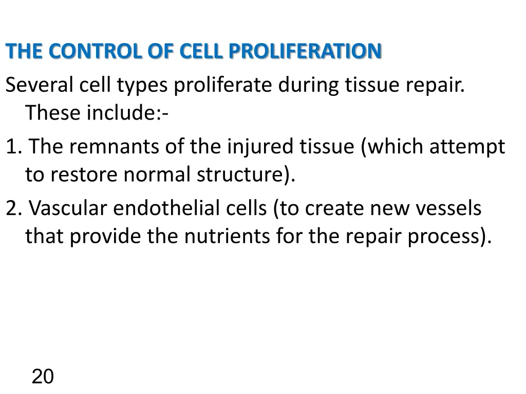 the control of cell proliferation several cell