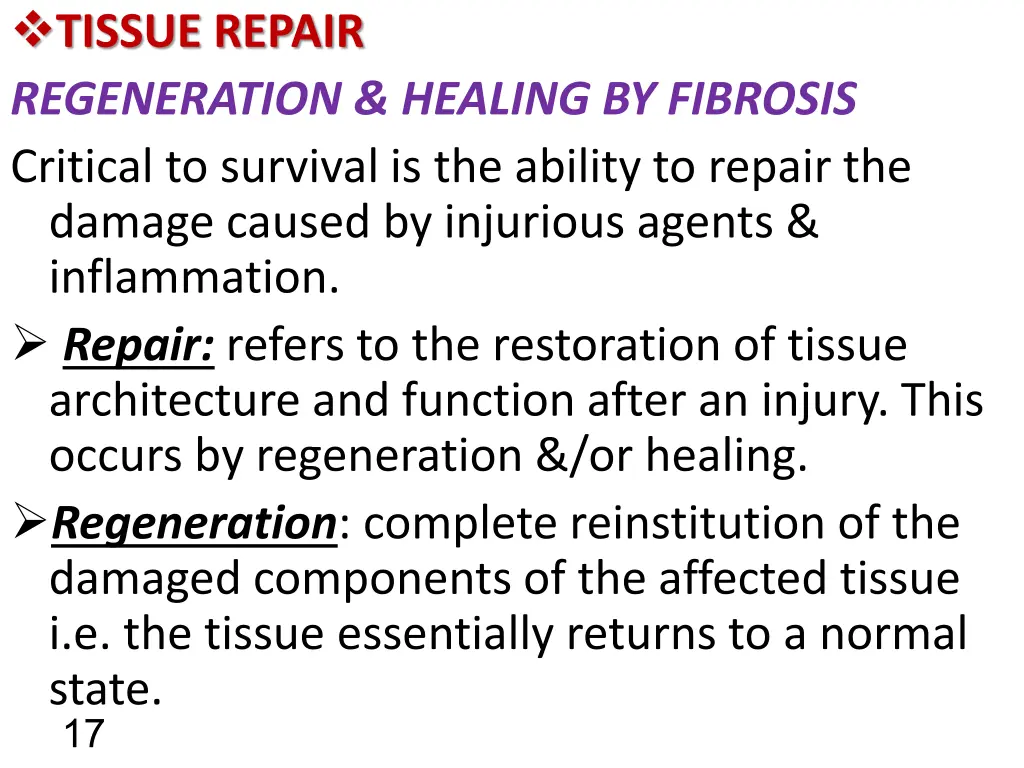 tissue repair regeneration healing by fibrosis