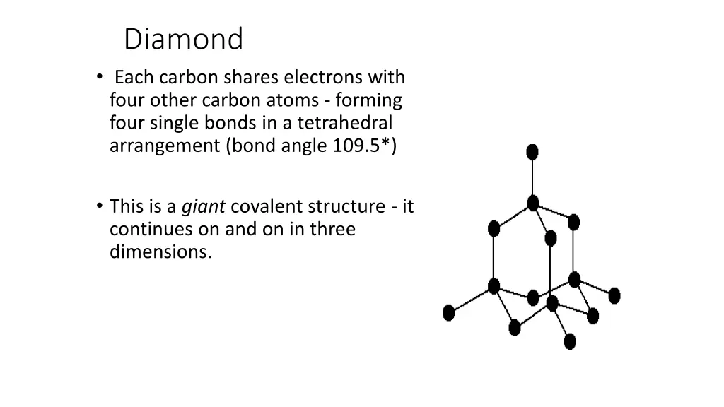 diamond each carbon shares electrons with four