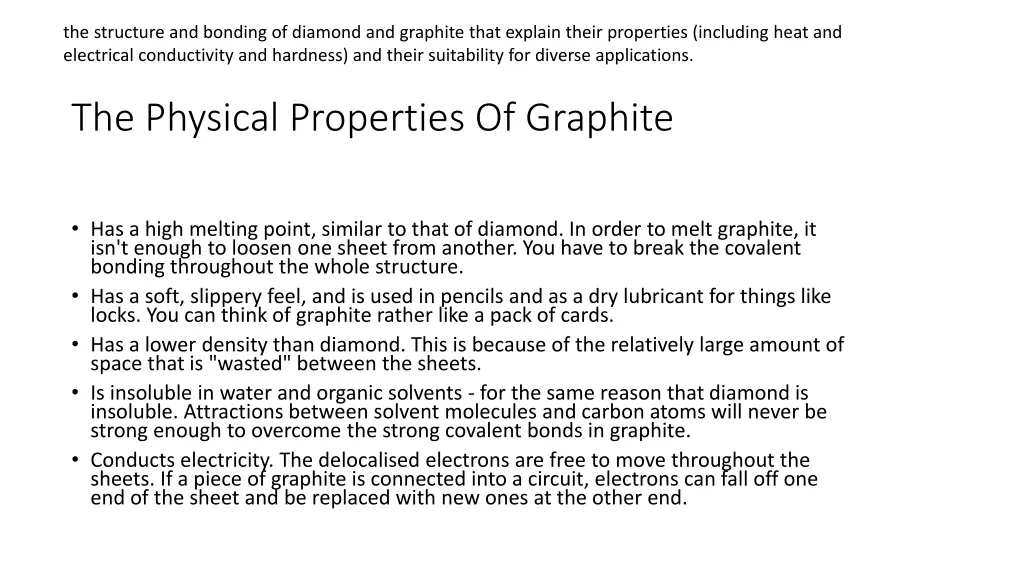 the structure and bonding of diamond and graphite