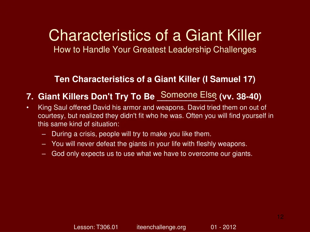 characteristics of a giant killer how to handle 11