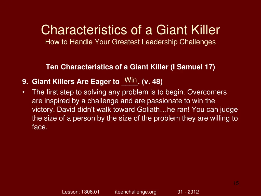 characteristics of a giant killer how to handle 14