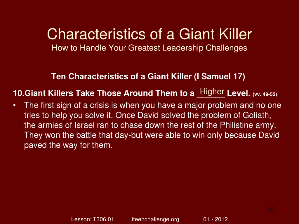 characteristics of a giant killer how to handle 15
