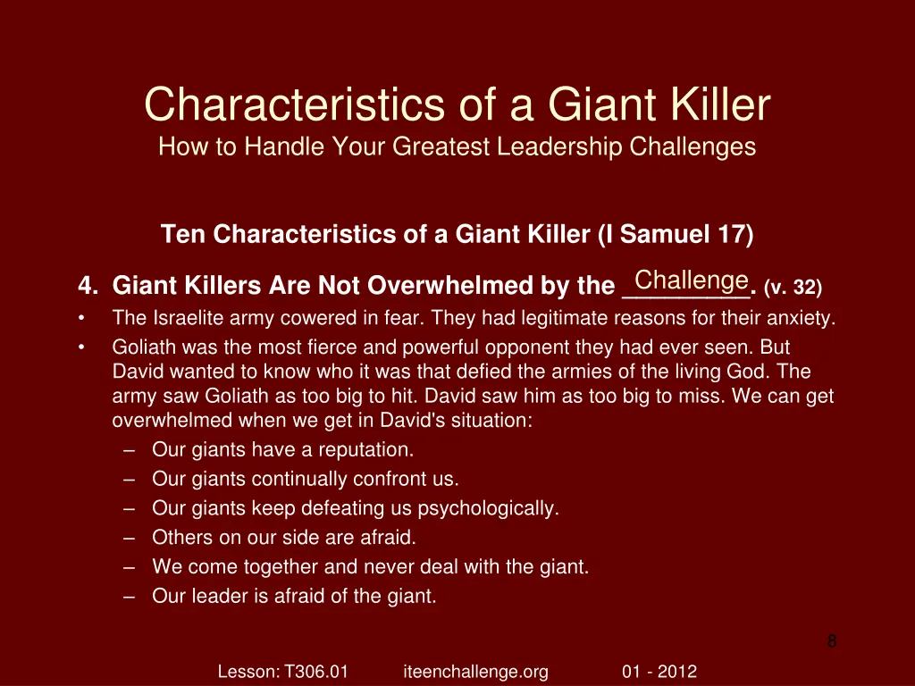 characteristics of a giant killer how to handle 7