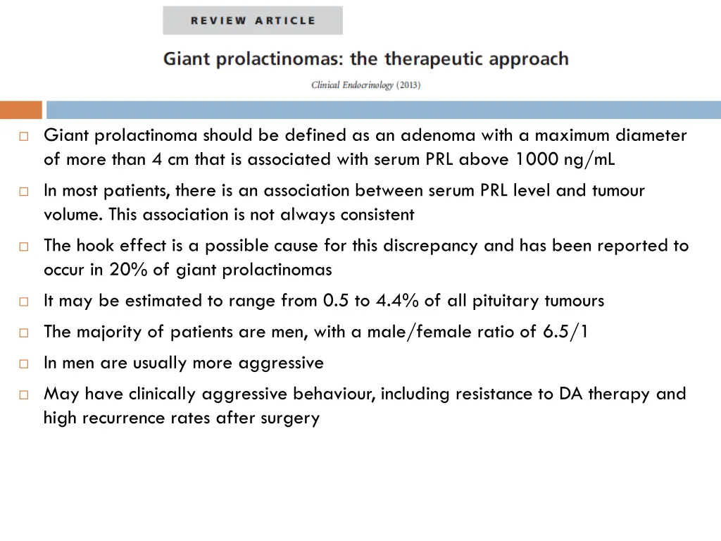 giant prolactinoma should be defined