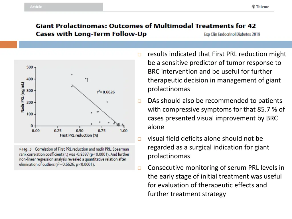 results indicated that first prl reduction might