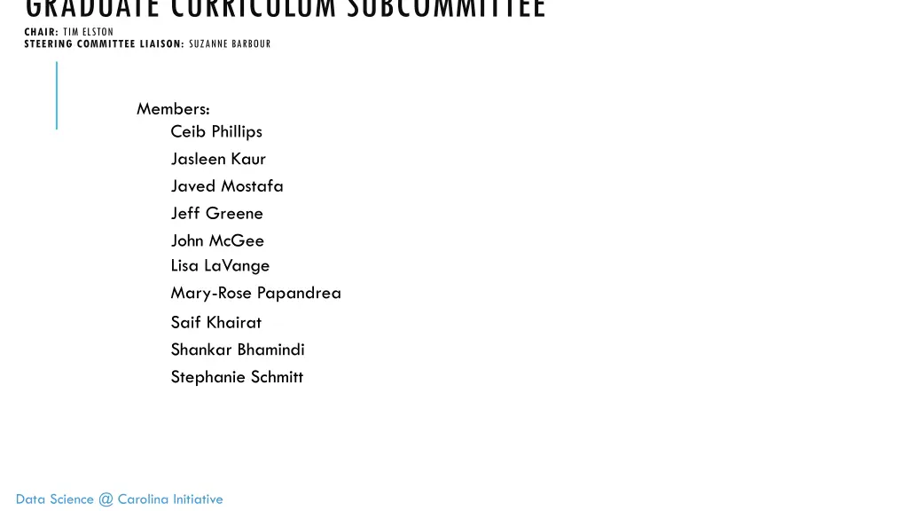 graduate curriculum subcommittee chair tim elston