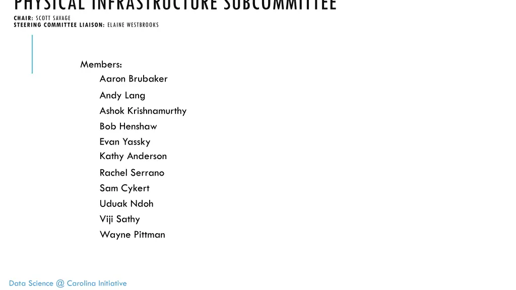 physical infrastructure subcommittee chair scott