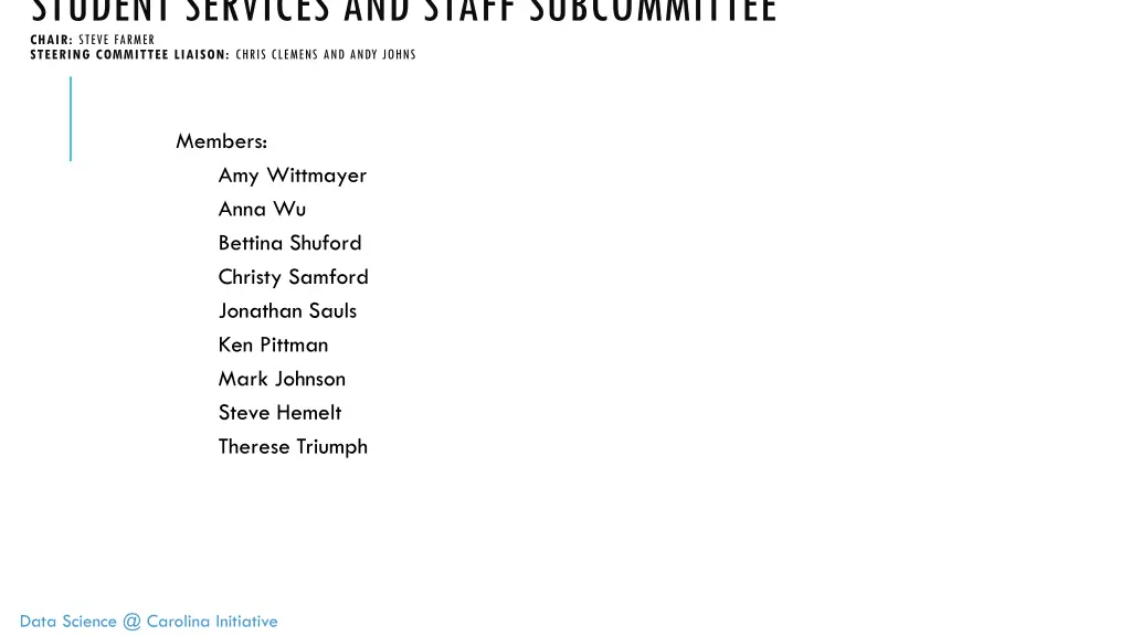 student services and staff subcommittee chair