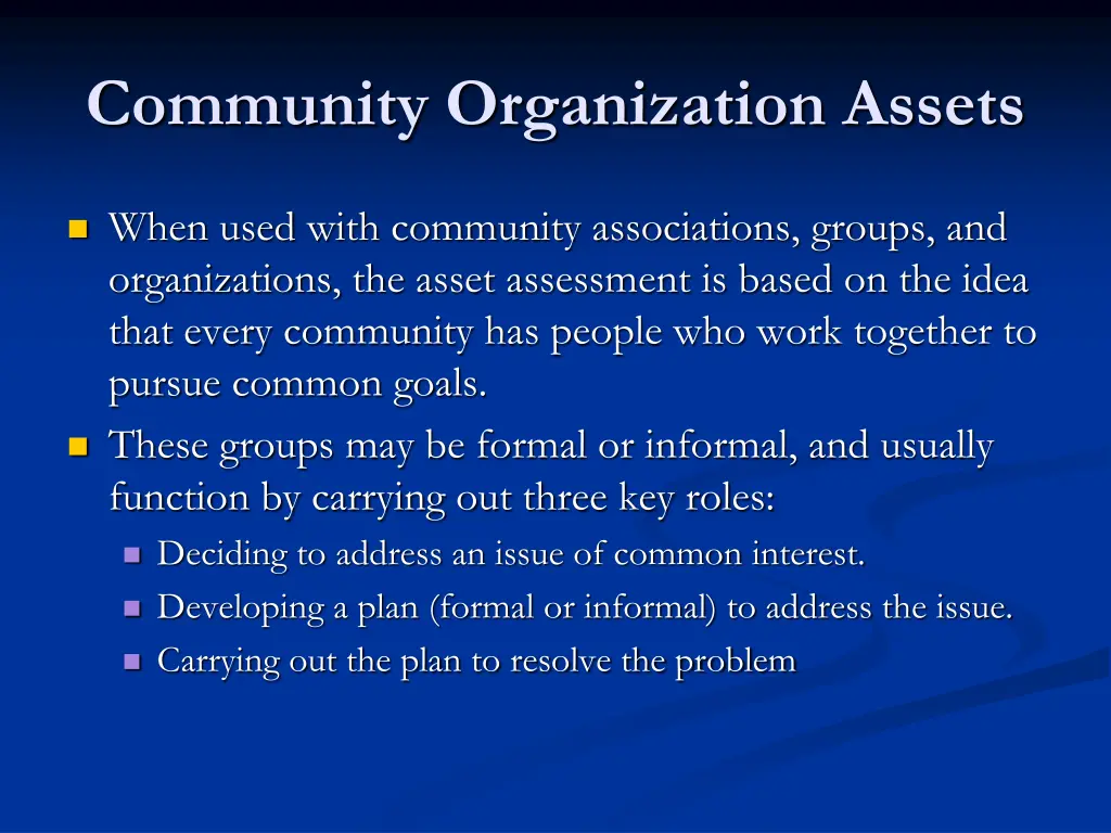 community organization assets