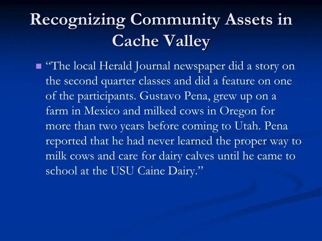 recognizing community assets in cache valley 2