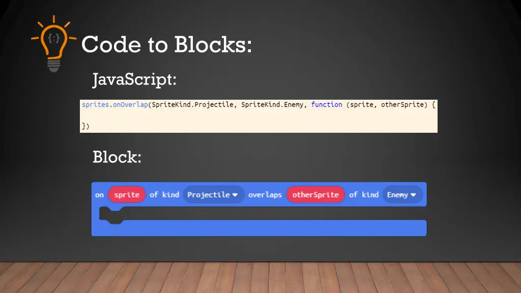code to blocks