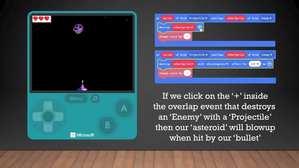 if we click on the inside the overlap event that
