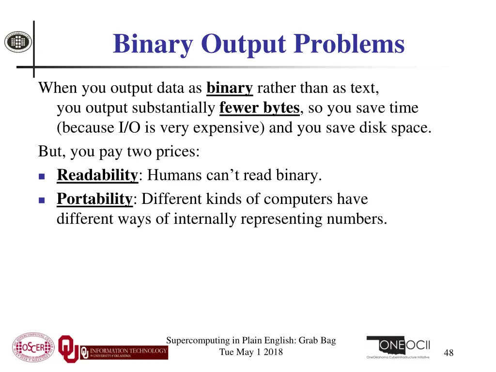 binary output problems