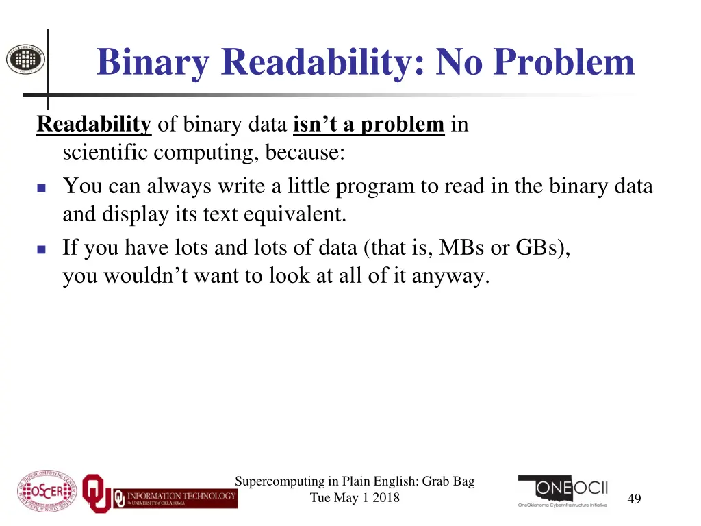 binary readability no problem