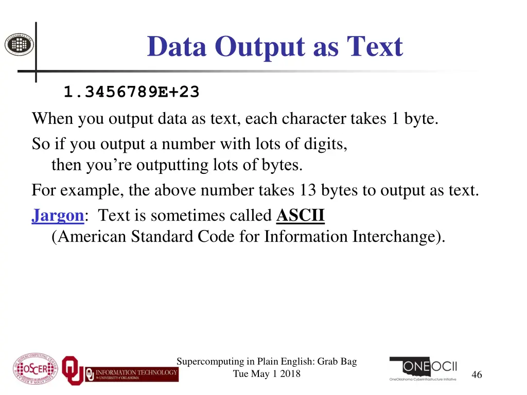 data output as text